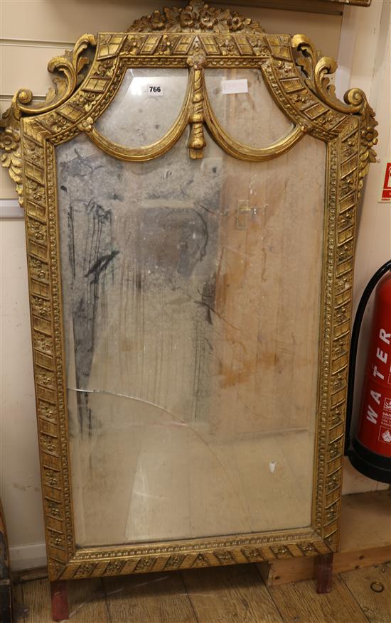 A Louis XVI style gilt framed mirror W.75cm